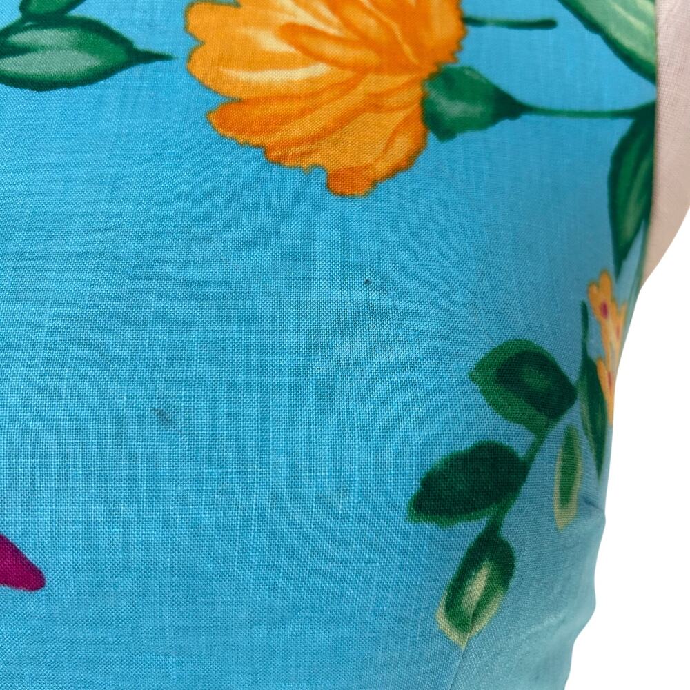 Talbots Blue Floral 100% Linen dress Womens Sz 4 Sheath Sleeveless Summer Party - Picture 15 of 16
